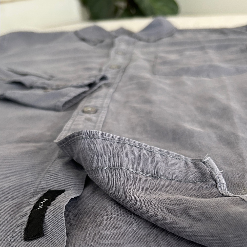 NEUW Steel Blue Linen Blend Casual Button-Down Shirt. Size small. - Picture 7 of 15